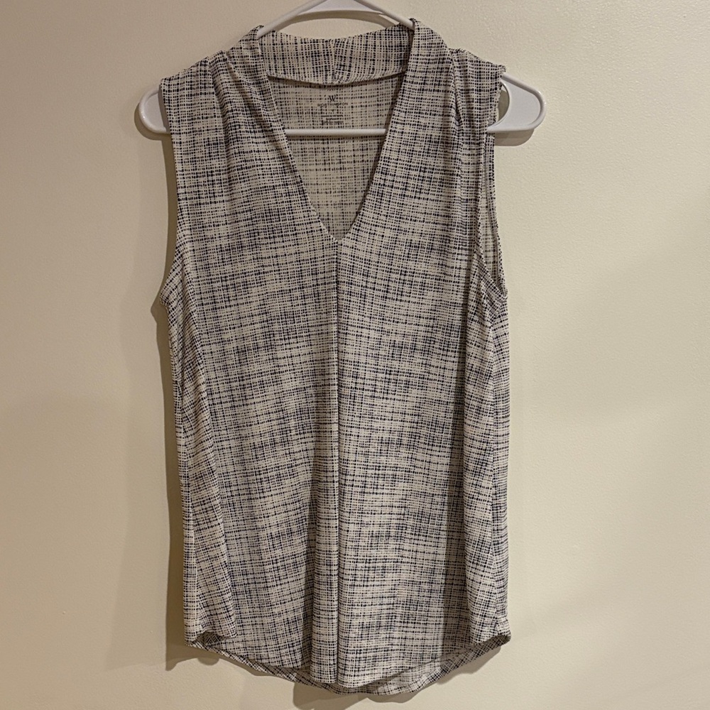 Worthington Sleeveless V-Neck Blouse - Black and Cream